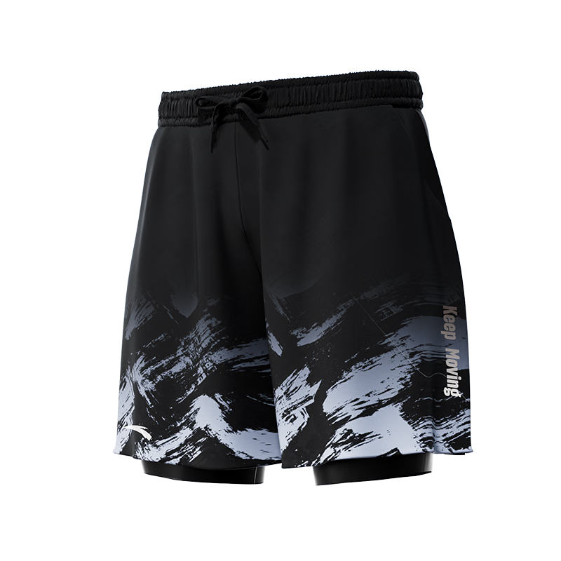 Anta Men's Swim Trunks Summer 2025 New Double-Layer Quick-Dry Casual Beach Shorts Swimming Navy XL