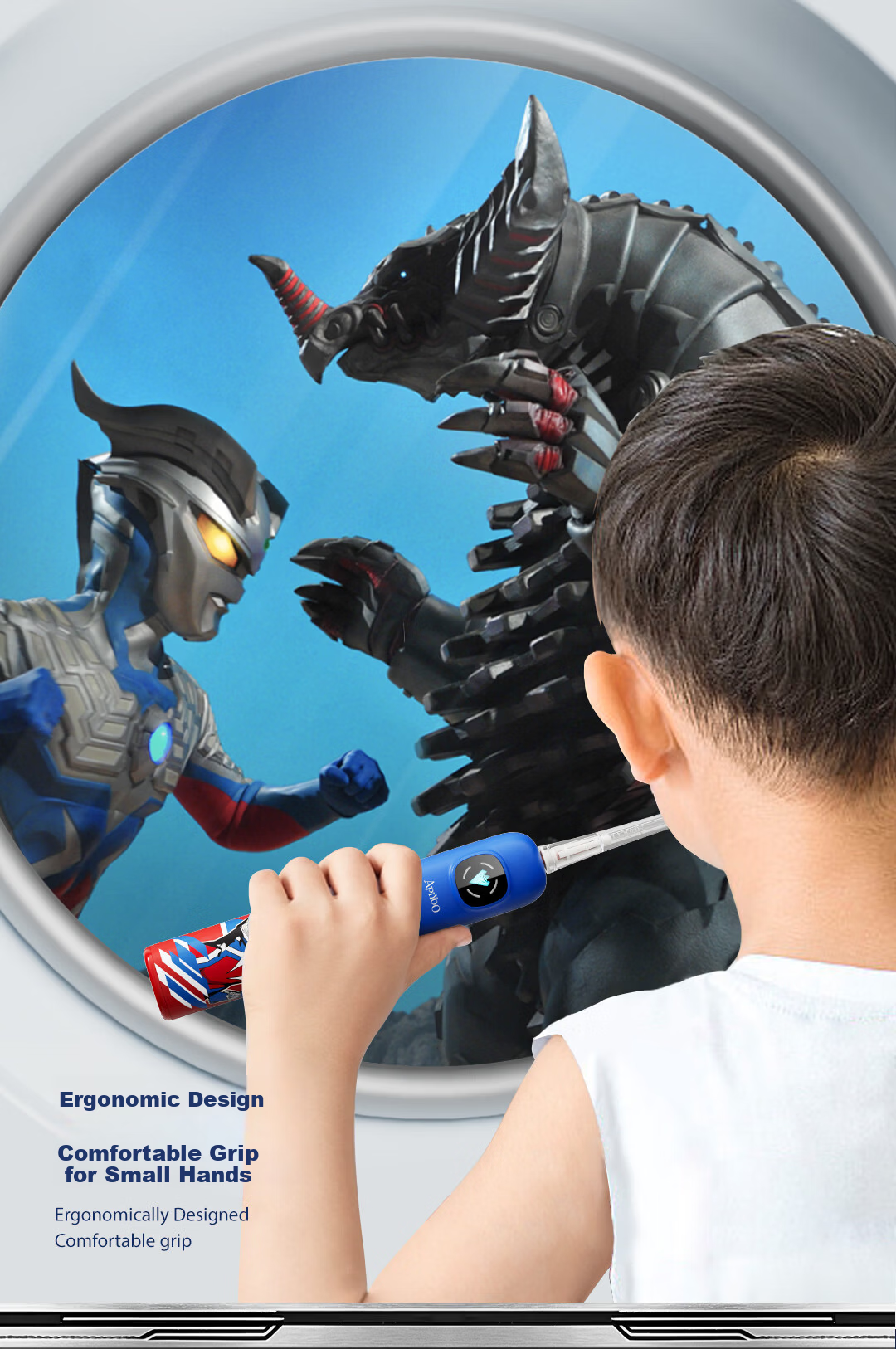 ApiYoo A9pro-F Ultraman Children's Electric Toothbrush with Voice, Leak Prevention, Reminder, Soft Bristles And Gum Protection for Boys And Girls Ages 3-6 Student Holiday Birthday Gift 11
