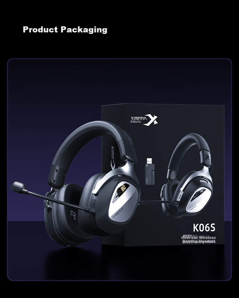 XIBERIA K06S Quad-Mode Smart Display Gaming Headset Bluetooth Wireless Over-Ear Dual-Mode Same-Frequency Mixing Support Play While Charging Esports Delta Black [Recommended by Xiaodingdang] 20