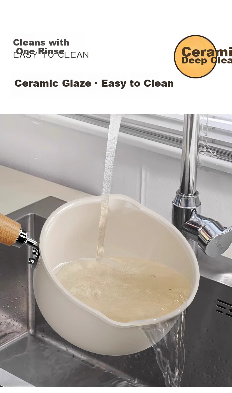 Deming Ceramic Small Milk Pot Baby Food Supplement Pot Infant Frying and Cooking Household Integrated Pot Instant Noodle Soup Pot Non-stick with Lid 16CM 11