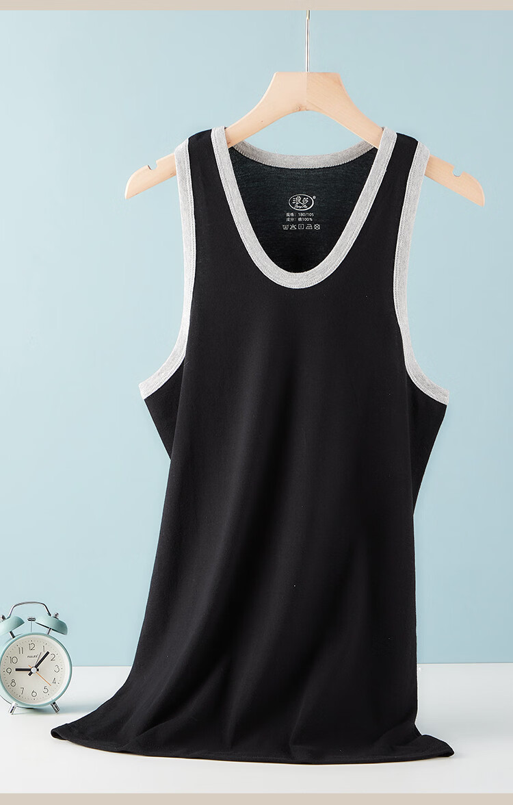 Langsha 100% Cotton Men's Sports Fitness Sweat-Absorbing Breathable Stretchy Vest Single Pack 11