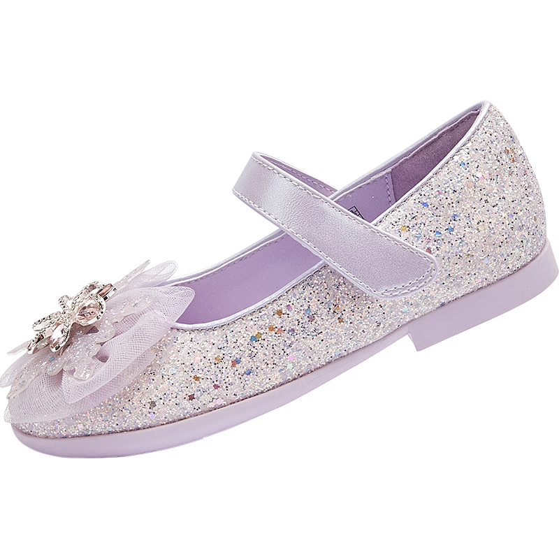 Balabala [balaOne] Girls' Princess Shoes 2026 New Summer Delicate Shiny Rhinestone Buckle Leather Shoes