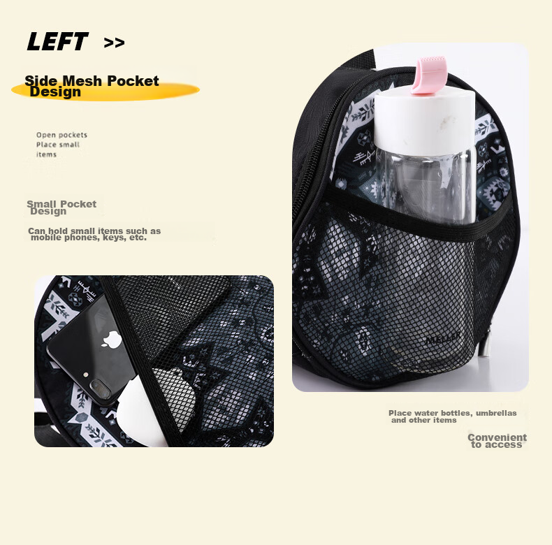 PEAK Swimming Fitness Dry-Wet Separation Bag, 20L, for Men And Women, Adult Handbag, Shoulder Bag, Casual Bag, Single-Shoulder Tote Sports Bag, Pink 6