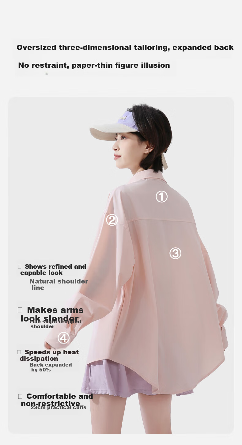 Combo Loose-Fit Sun Protection Shirt for Women, UV-Resistant Office and Outdoor Sports Ice Silk Sunscreen Top 8