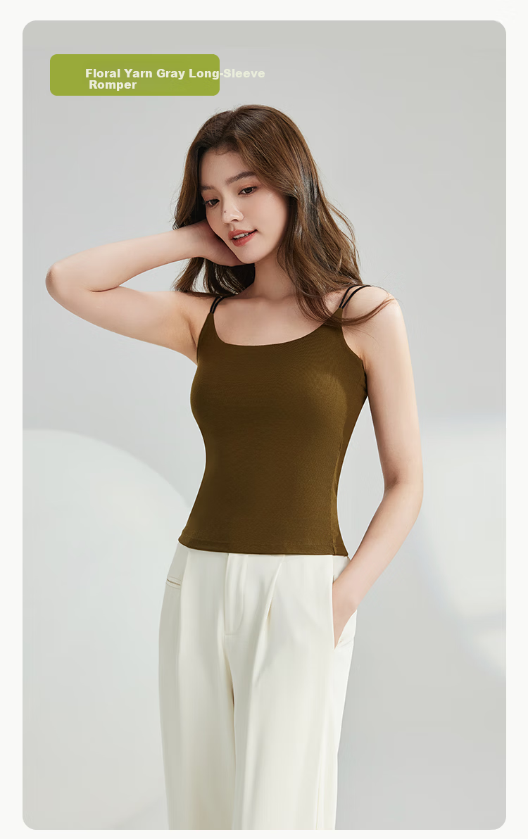 MiiOW Cool Ice Silk Women's Spring Summer Modal Camisole Vest Bra-Free Back Beauty Innerwear White M 14