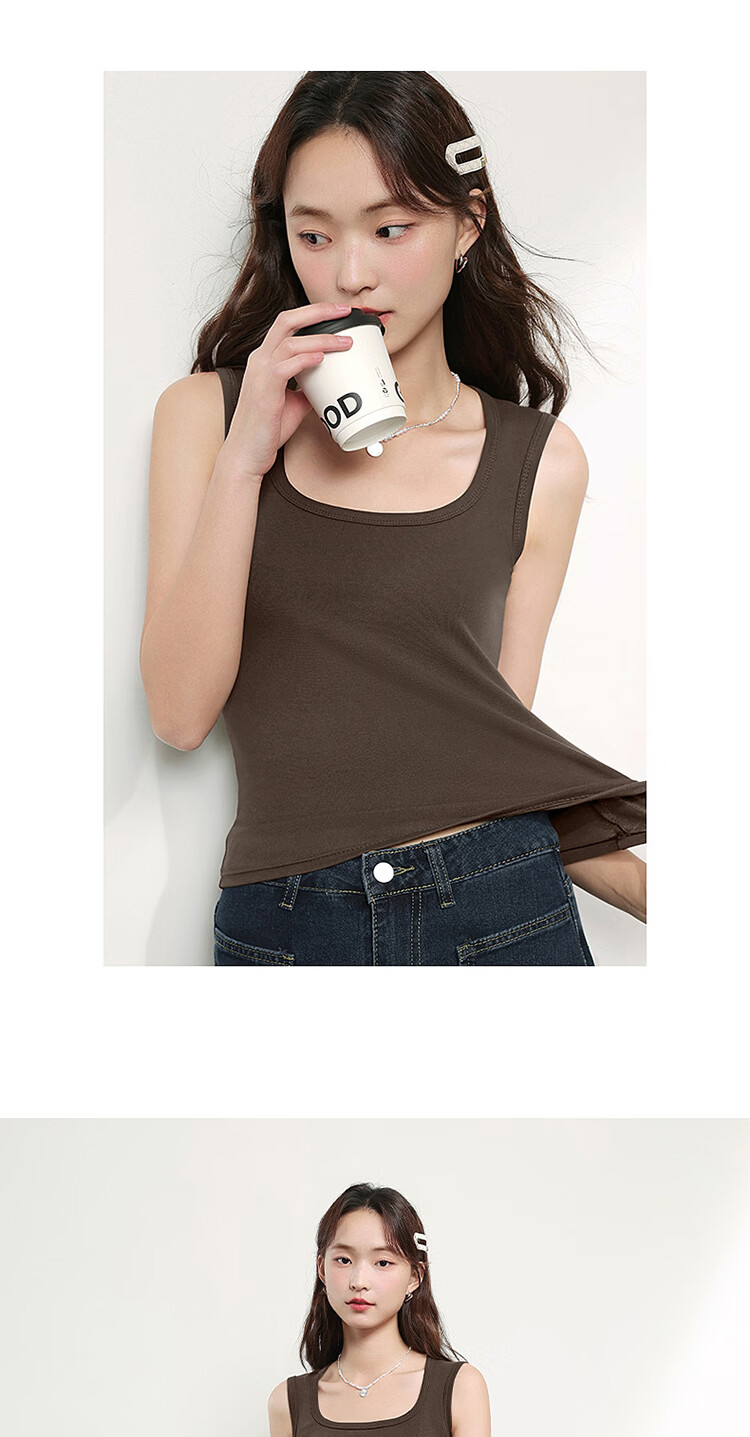 FitonTon Women's Ribbed Casual Slim Fit Tank Top, Comfortable and Versatile, Off-White + Heather Gray, Size L 16