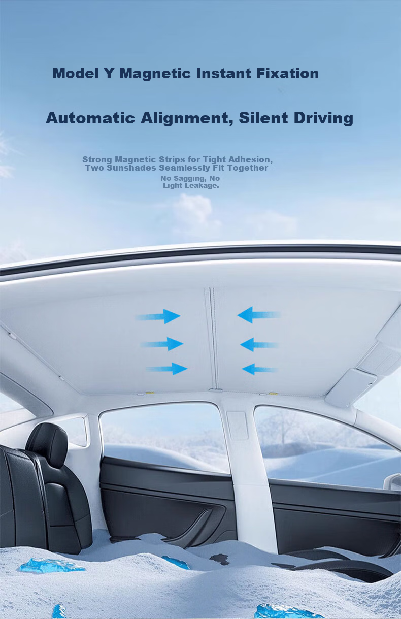 AUTOWOEL Tesla Model Y3 Sunroof Sunshade Curtain Upgraded Version Double-Layer Magnetic Sunshade Heat Insulation Original 6