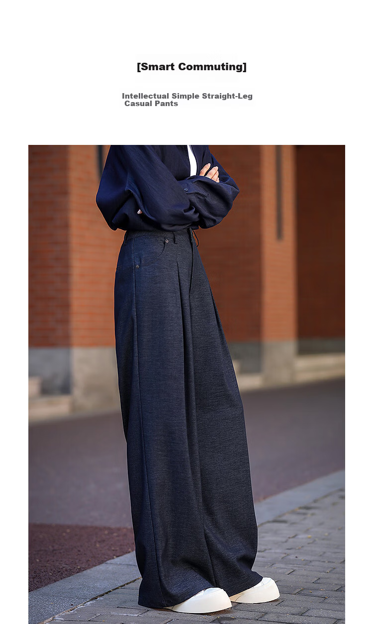 Dme [Smart Commuter] Autumn Intellectual Simple Draped Pleated Straight-Leg Slimming Petite Elegant Women's Casual Pants 1
