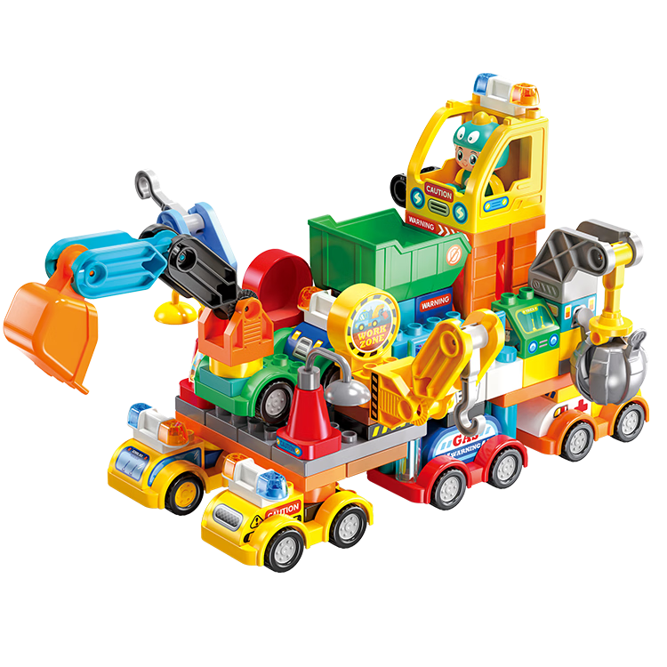 FEELO Transformable Super Power Construction Vehicle Building Blocks Toy Model Assembly Gift (194 Pieces)