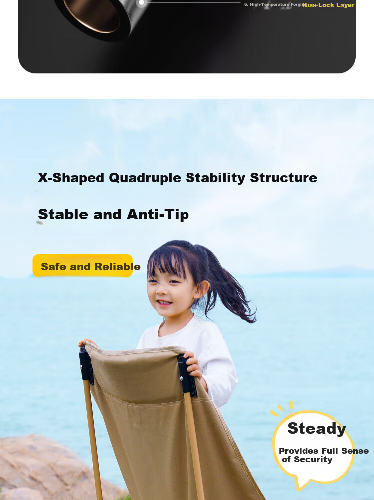 Gosoo Outdoor Folding Chair High Back Moon Chair Camping Chair with Backrest Portable Nap Folding Recliner Beach Chair 6