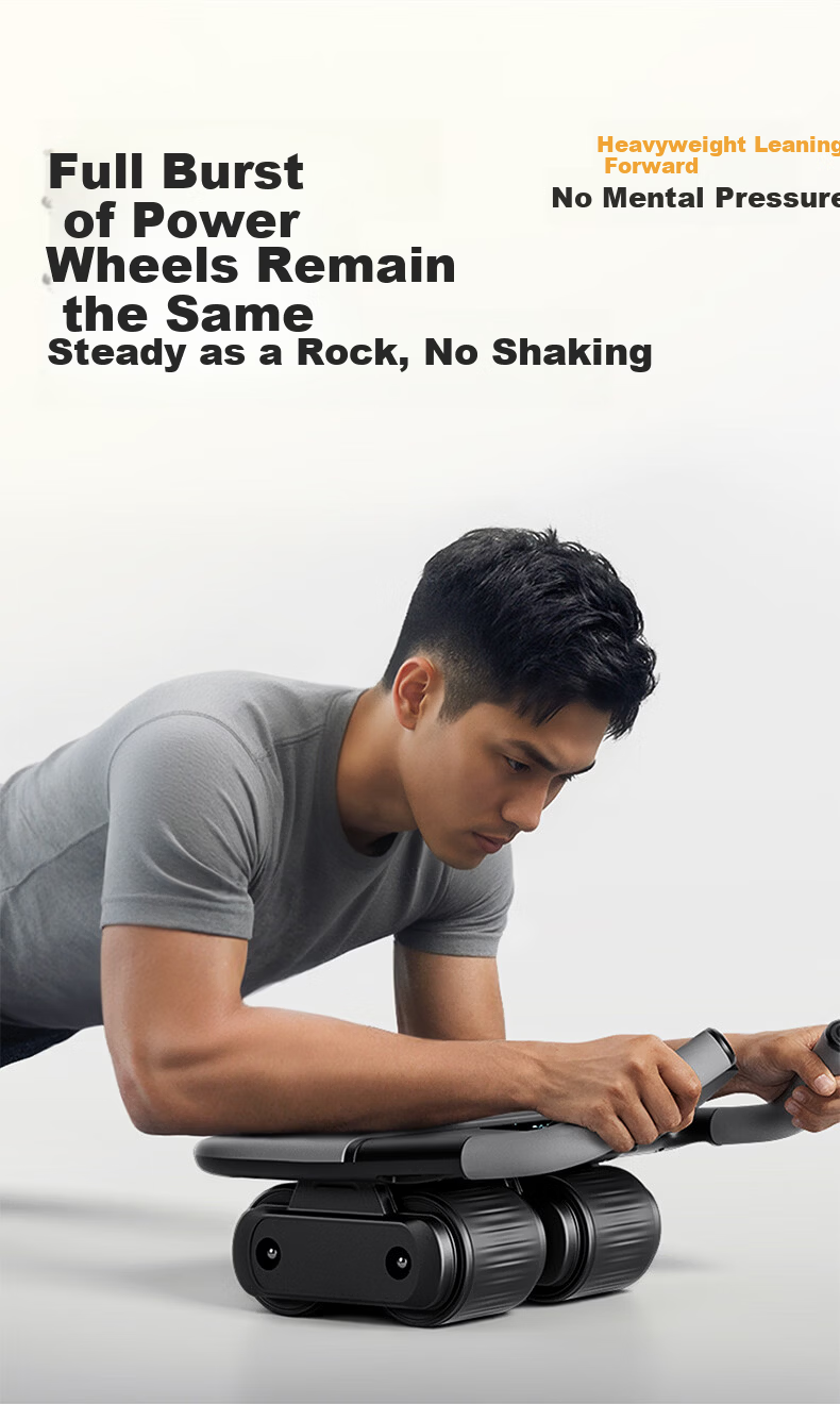 MERACH Four-Wheel Ab Roller with Automatic Rebound Elbow Support, Smart Timer Ab Wheel, Sit-Up Roller, Abdominal Muscle Trainer, Fitness Equipment 8