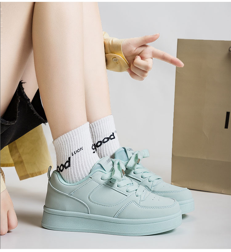 HUANQIU Versatile Casual Sneakers, 2026 New Popular Style White Shoes, Women's Thick-Soled Heightening Ins Campus Sports Shoes 10