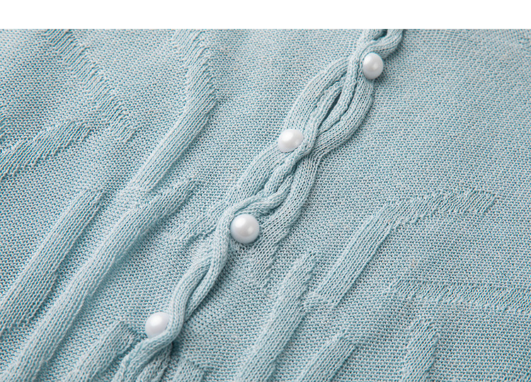 Demana [Linen Lyocell Blend] Spring Elegant V-Neck Twist Jacquard Slim Knit Sweater with Braided Buttons for Women 13
