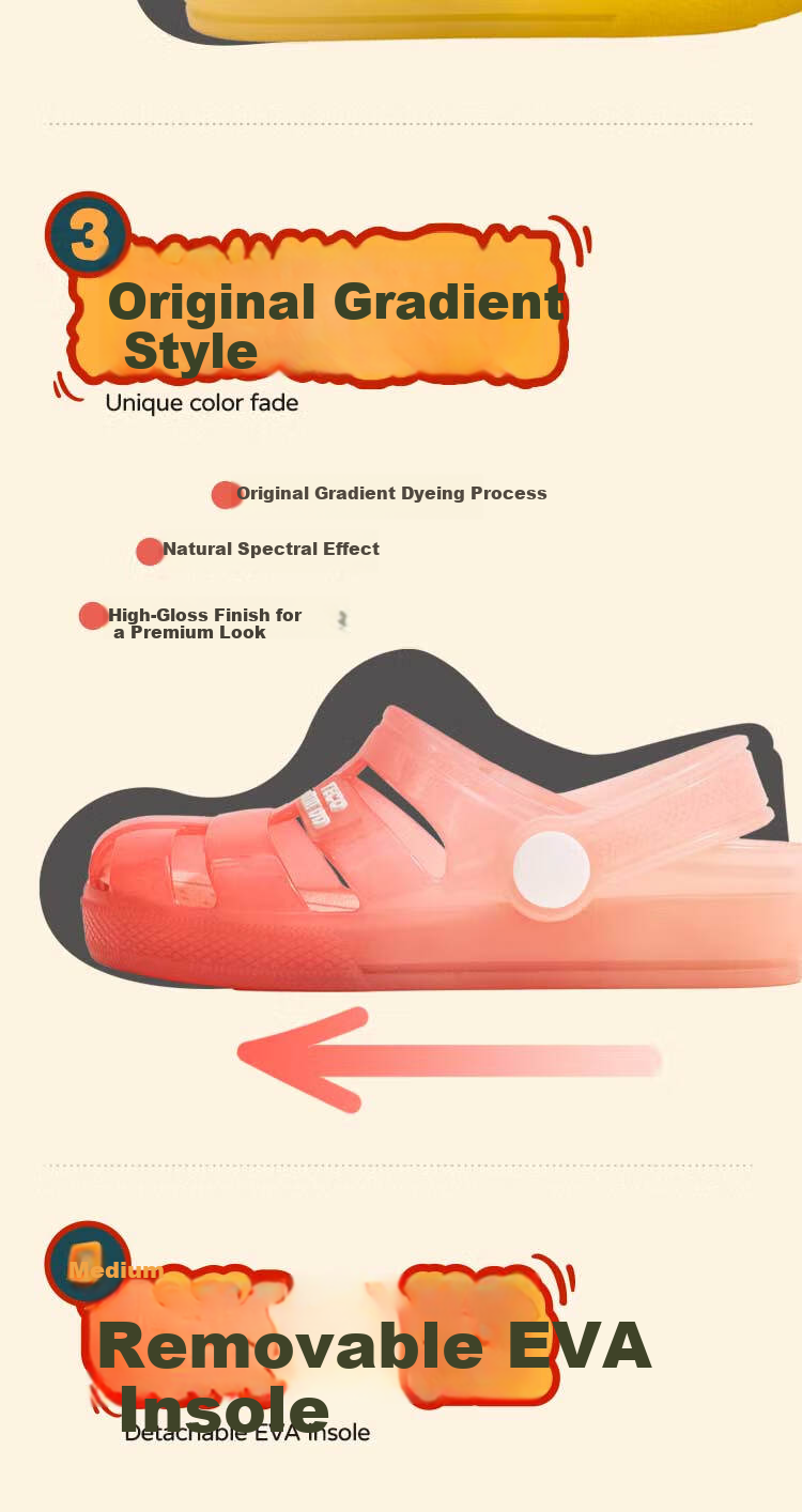 YECO MINI DD Kids Roman Jelly Shoes Girls Sandals Boys Beach Shoes Gradient Pink Size 23 5