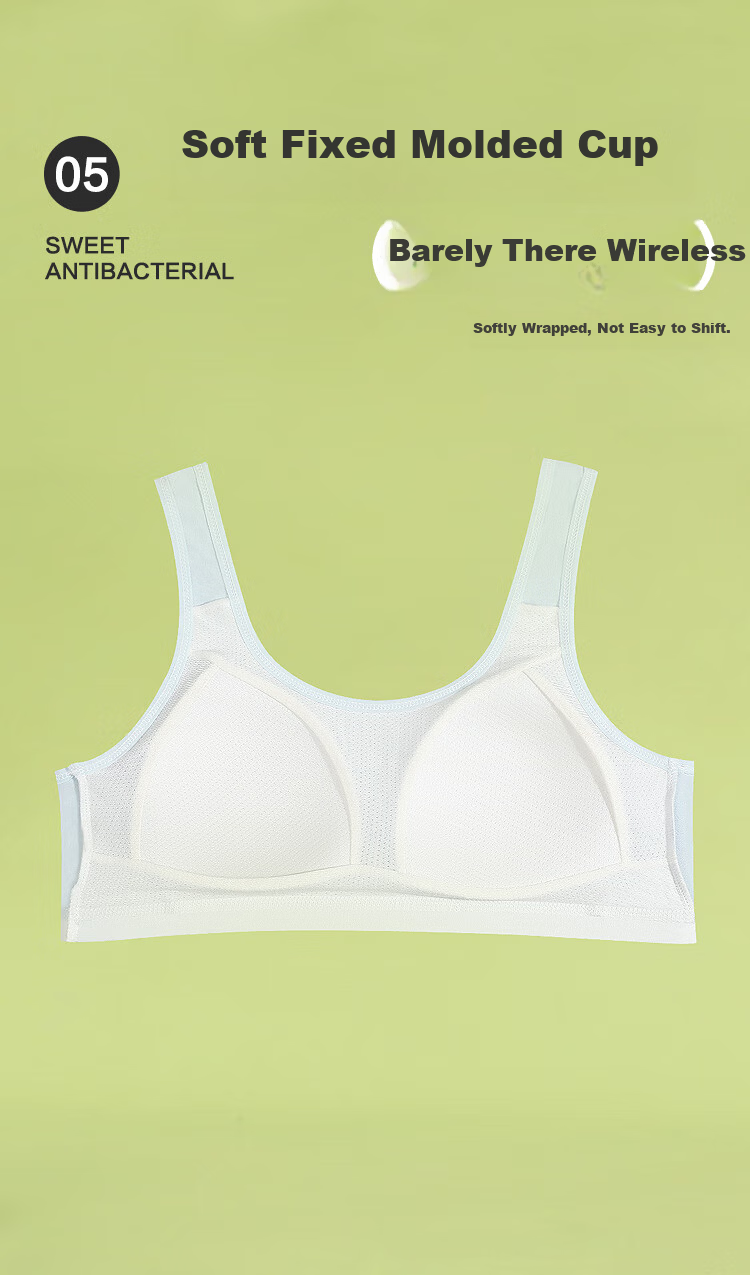 Hodohome Girls Bra Development Stage 2 Class A Mulberry Silk Mesh Breathable Student Underwear 2-Pack 052 A75 7