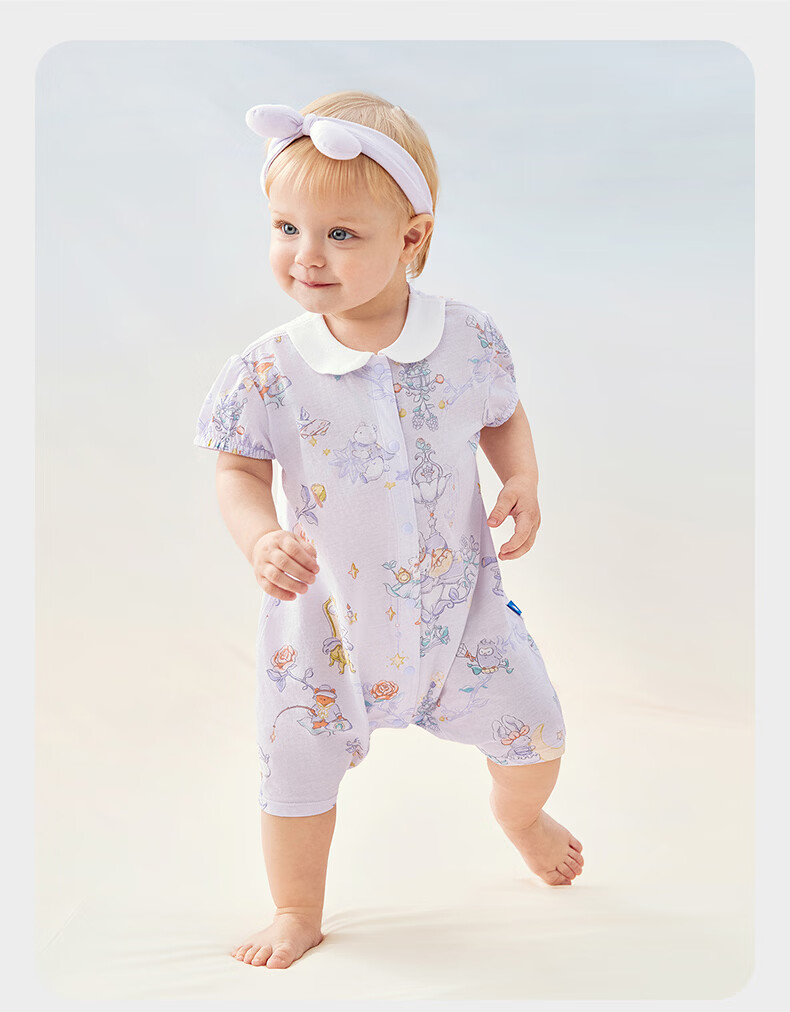 Babycare Pure Cotton Short Sleeve Romper Baby Jumpsuit Boys Girls Moisture Absorption Breathable Doka Manor 90cm 14