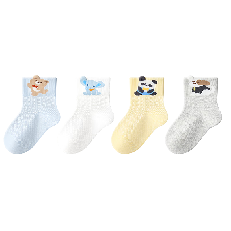 Baby Socks Spring Summer Thin Pure Cotton Class A Infant Newborn Seamless Mid-Calf Socks Non-Restrictive