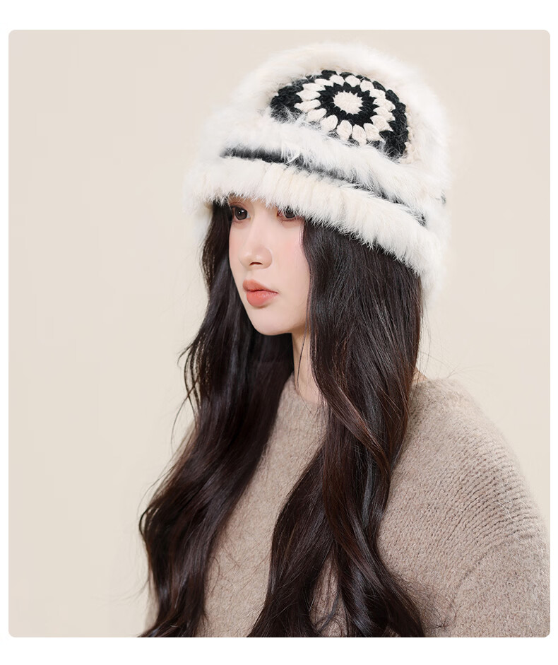 TUCANO Fashion Versatile Wool Hat for Women with Wool and Rabbit Fur, National Trend Awakening Lion Fisherman Hat, Elegant Bucket Hat, Face-Covering Basin Hat 11