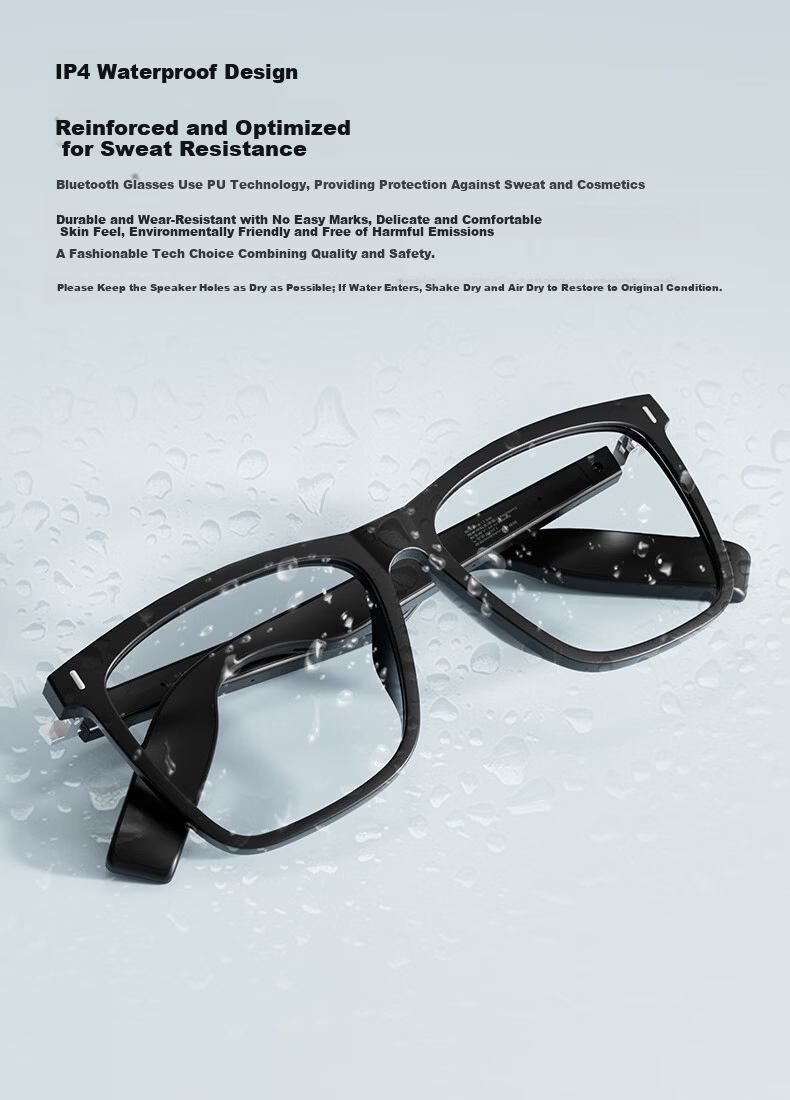 Lenovo Smart Bluetooth Glasses Wireless Music Earphones Bluetooth Noise-Cancelling Sports Glasses Blue Light Blocking Sunglasses Earphones for Apple GL1 Transparent 7