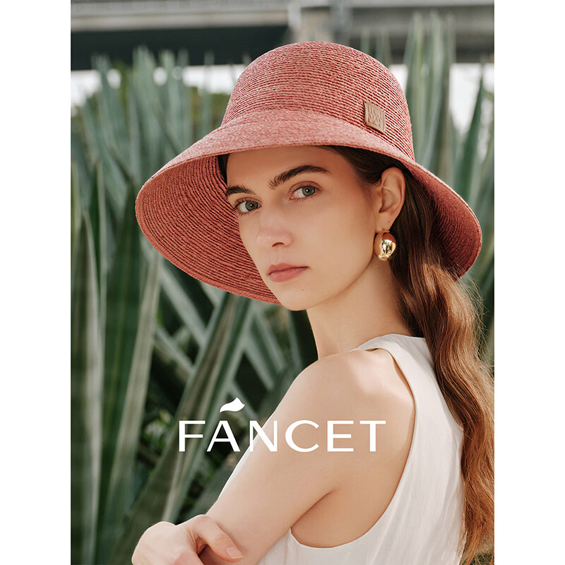 FANCET Women's Summer Straw Hat Elegant French Raffia Wide Brim UV Protection Sun Hat Beach Vacation Sunshade Hat
