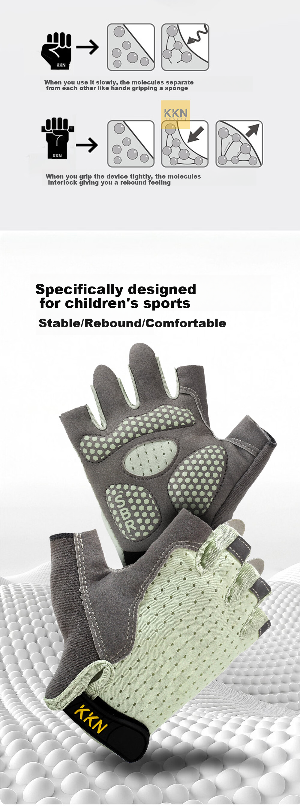 KKN Sports Gloves for Kids Elementary School Anti-Slip Wear-Resistant Rock Climbing Half-Finger Gloves Second Generation Light Pink Size M 5