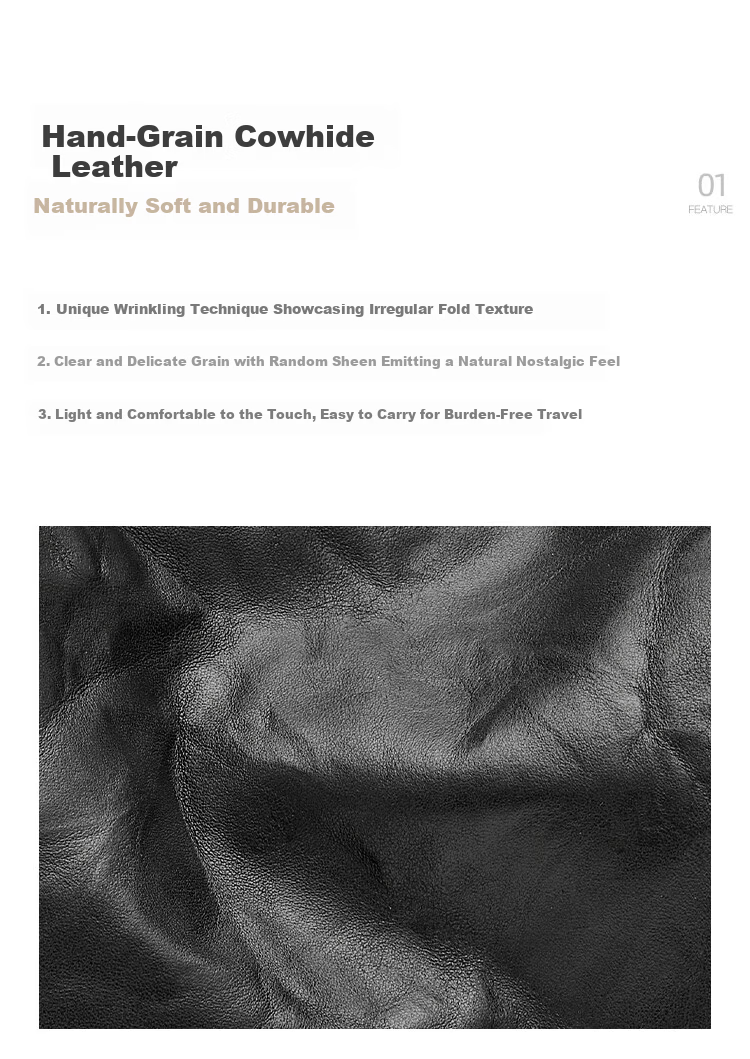 HRHR First Layer Cowhide Vintage Multi-Pocket Women's Backpack Casual Travel Bag Women's Day Gift 7