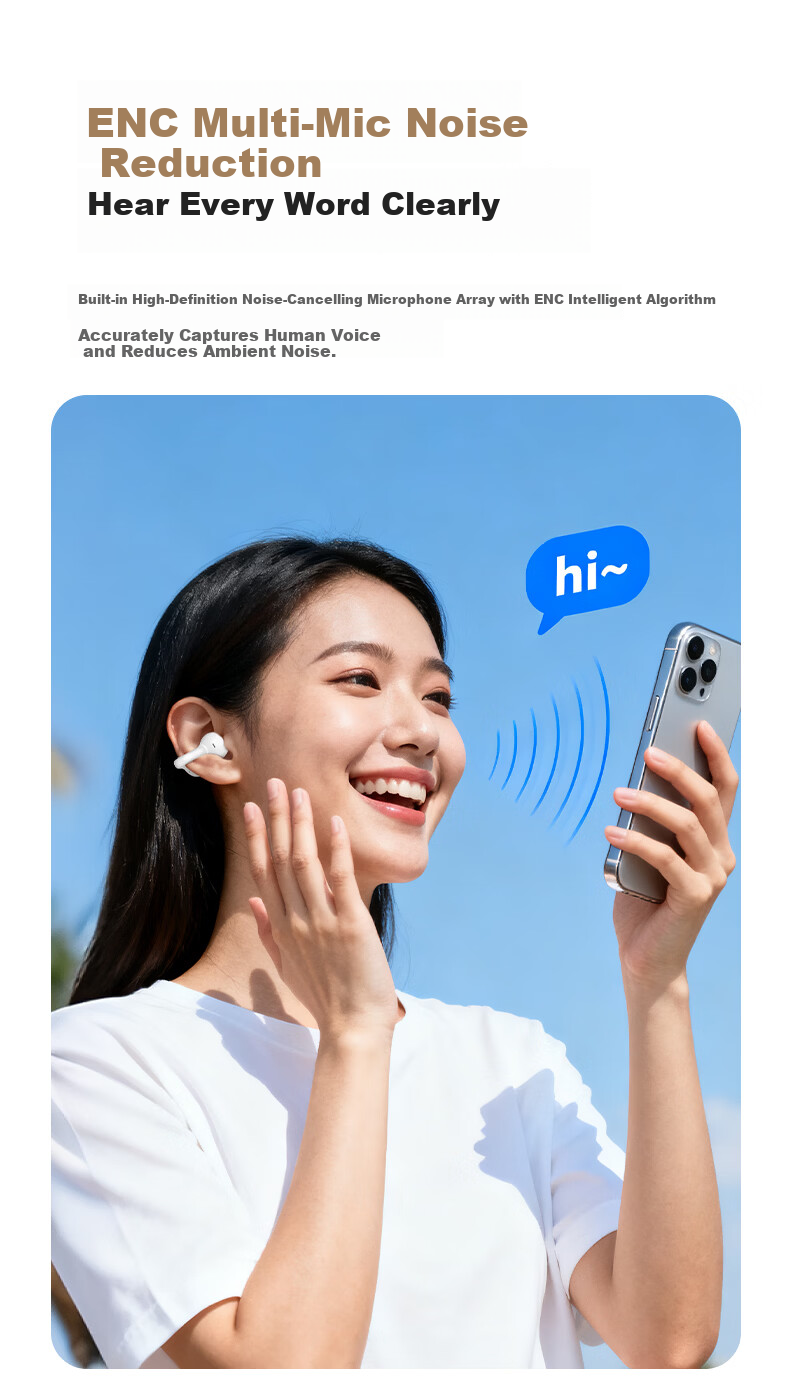 BUGANI Fit B17 Clip-On Bluetooth Earphones Open Wireless Non-In-Ear AI Simultaneous Translation Noise Cancelling Running Sports Music Gaming E-Sports Call Noise Reduction Black 9