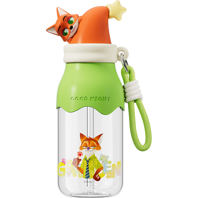 Disney Straw Cup Children's Water Bottle Summer Plastic Cup Student Ladies High-Value Portable Heat-Resistant 600mL Nick