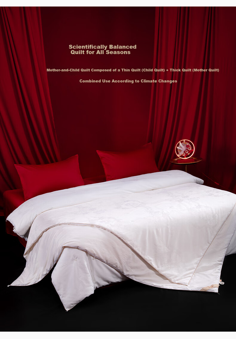 SILKUEEN "Golden Harmony" 100% Premium Mulberry Silk Gold Thread Wedding Quilt Set 2+4 Jin 220*240cm 11