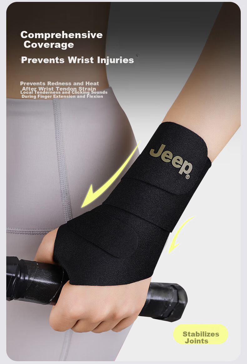 JEEP Fitness Wrist Support Anti-Sprain Compression Carpal Tunnel Professional Sports Wrist Brace One-Piece Green One Size 9