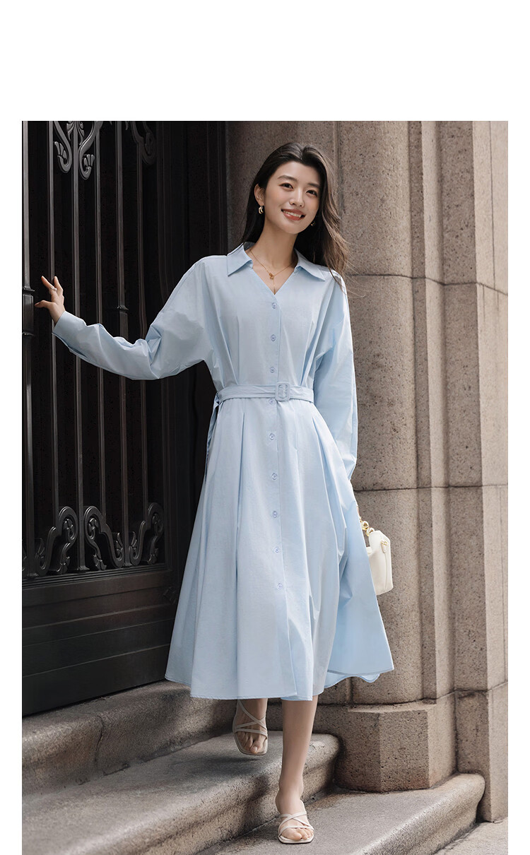Demana UPF50+ UV Protection Spring Smart V-Neck Waist-Cinched Petite Women's Dress 10
