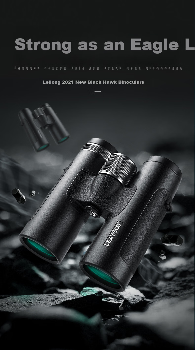 Leaysoo Black Hawk 8x42 High-Definition High-Power Nitrogen-Filled Waterproof Wide-Angle Low-Light Night Vision Portable Binoculars with Smartphone Adapter 1