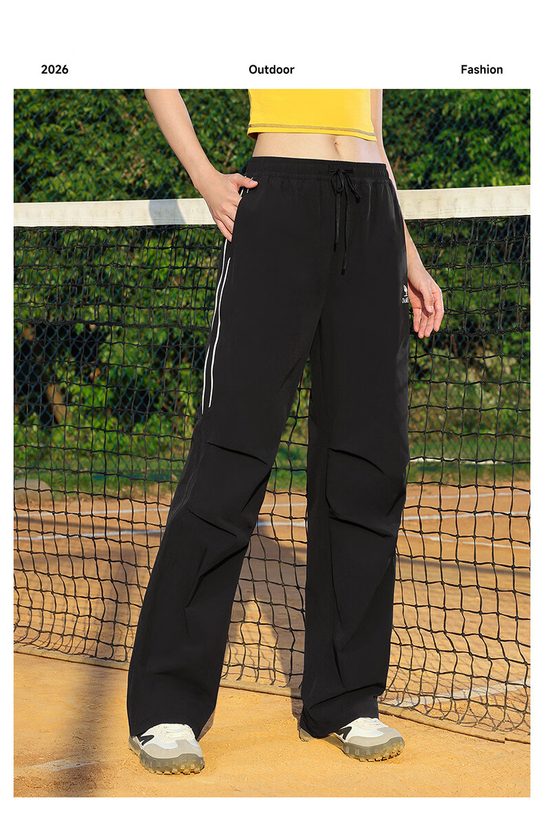 CAMEL Women's Outdoor Hiking Paratrooper Pants Loose Stretch Sports Casual Trousers Y26BA4L0012 Phantom Black L 24