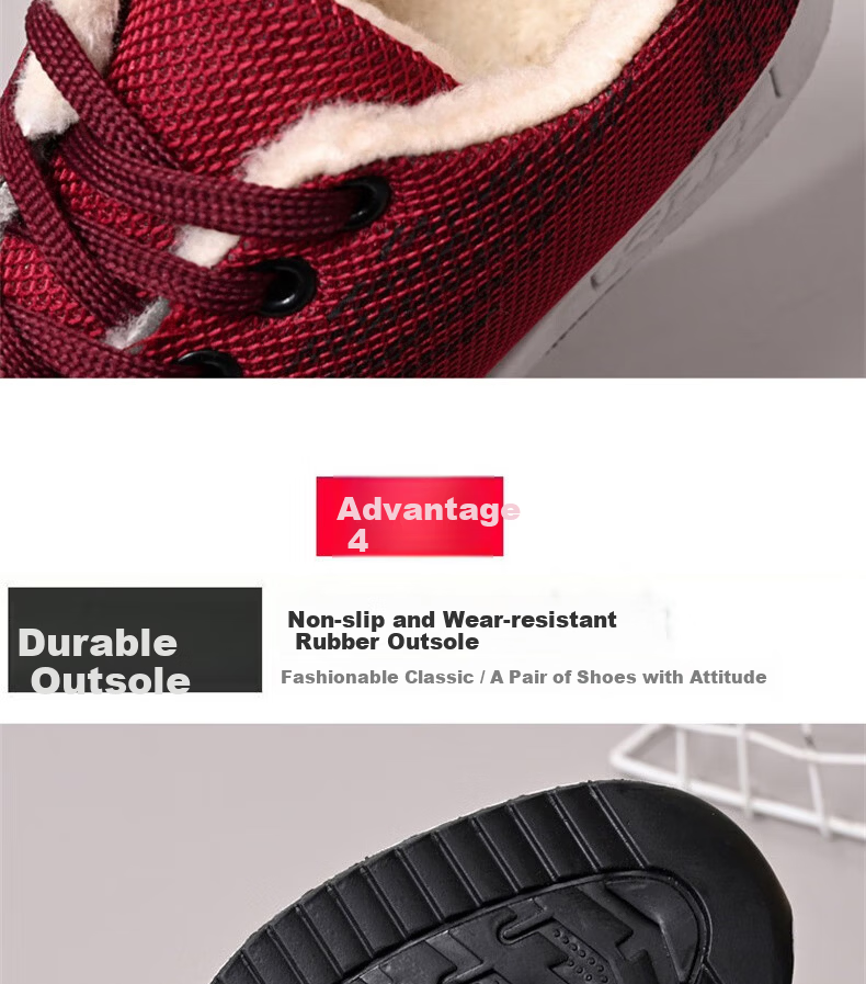 FOOTOPPO Women's Sports Cotton Shoes Elderly Winter Warm Plush Casual Shoes for Moms 5