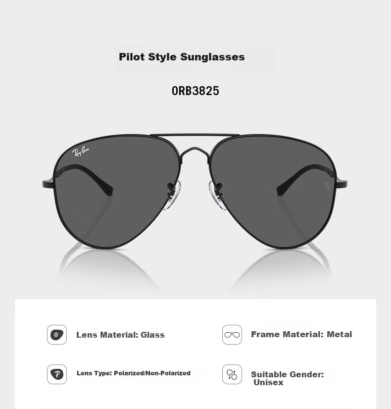 RayBan RB3825 Aviator Unisex Sunglasses Fashion Outdoor Eyewear 2