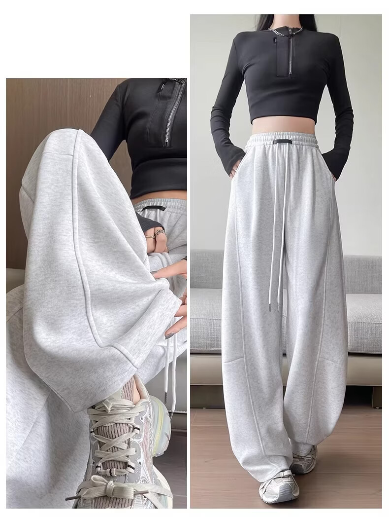 Xiangyi Lover 26th Anniversary New Curved Blade Wide-Leg Pants Slim Fit High-Waist Casual Spring Women's Sweatpants for Petite 5