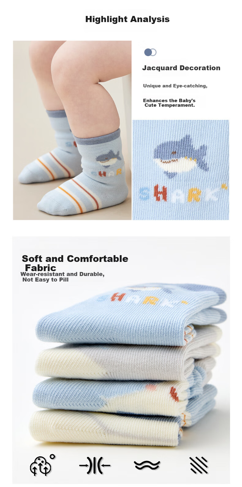 Barbie Baby Socks Boys Cotton Mid-Calf Socks 0-6 Months Newborn Seamless Long Socks Spring Autumn Winter 2