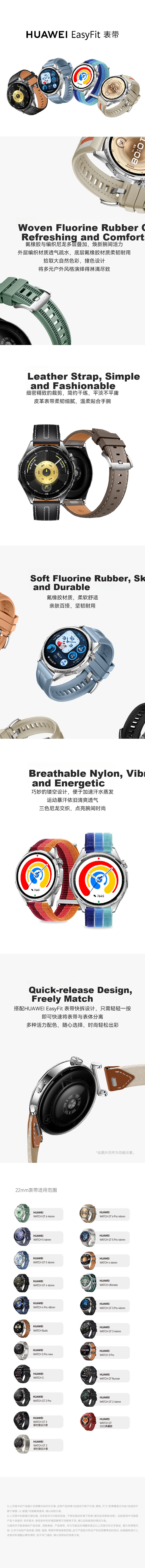 HUAWEI EasyFit Modern Black Braided Fluoroelastomer Composite Strap (22mm) Compatible with WATCH GT 6 Pro 46mm 1