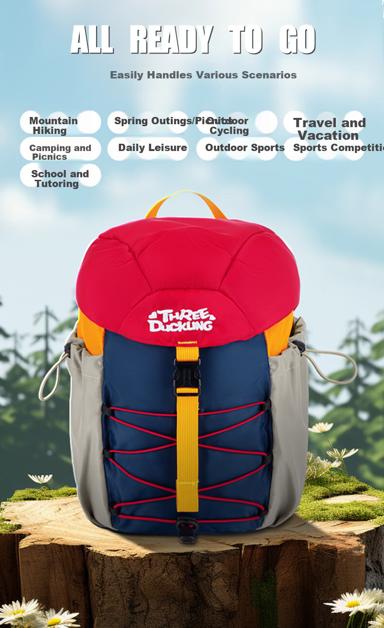 Three Duckling Kids Kindergarten Backpack Lightweight Outdoor Travel School Bag for Boys and Girls Brown 8