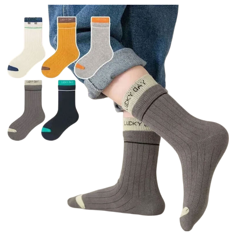 Mianmanman Kids Mid-Calf Socks Pure Cotton Antibacterial Mite-Resistant Boys and Girls Student Cotton Socks Spring Autumn 6 Pairs Pack