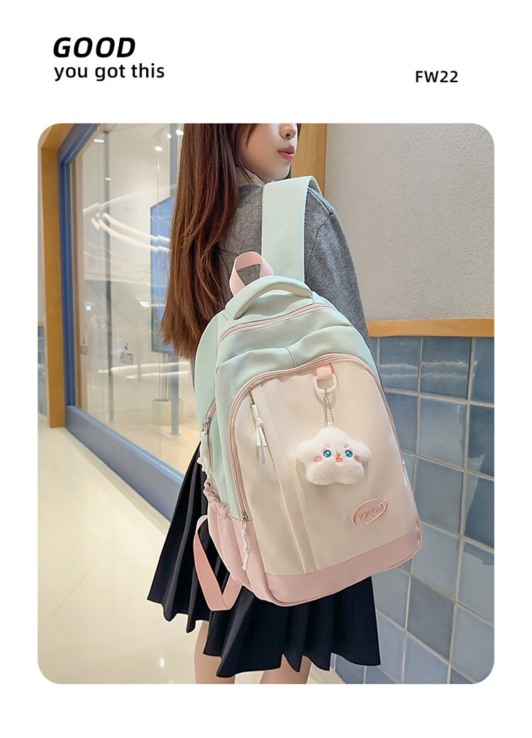 VICTORIATOURIST Middle School Student Backpack for Girls High-Value High School and College Student Large Capacity Ins Style Ultra-Lightweight Load-Reducing Double Shoulder Bag 6