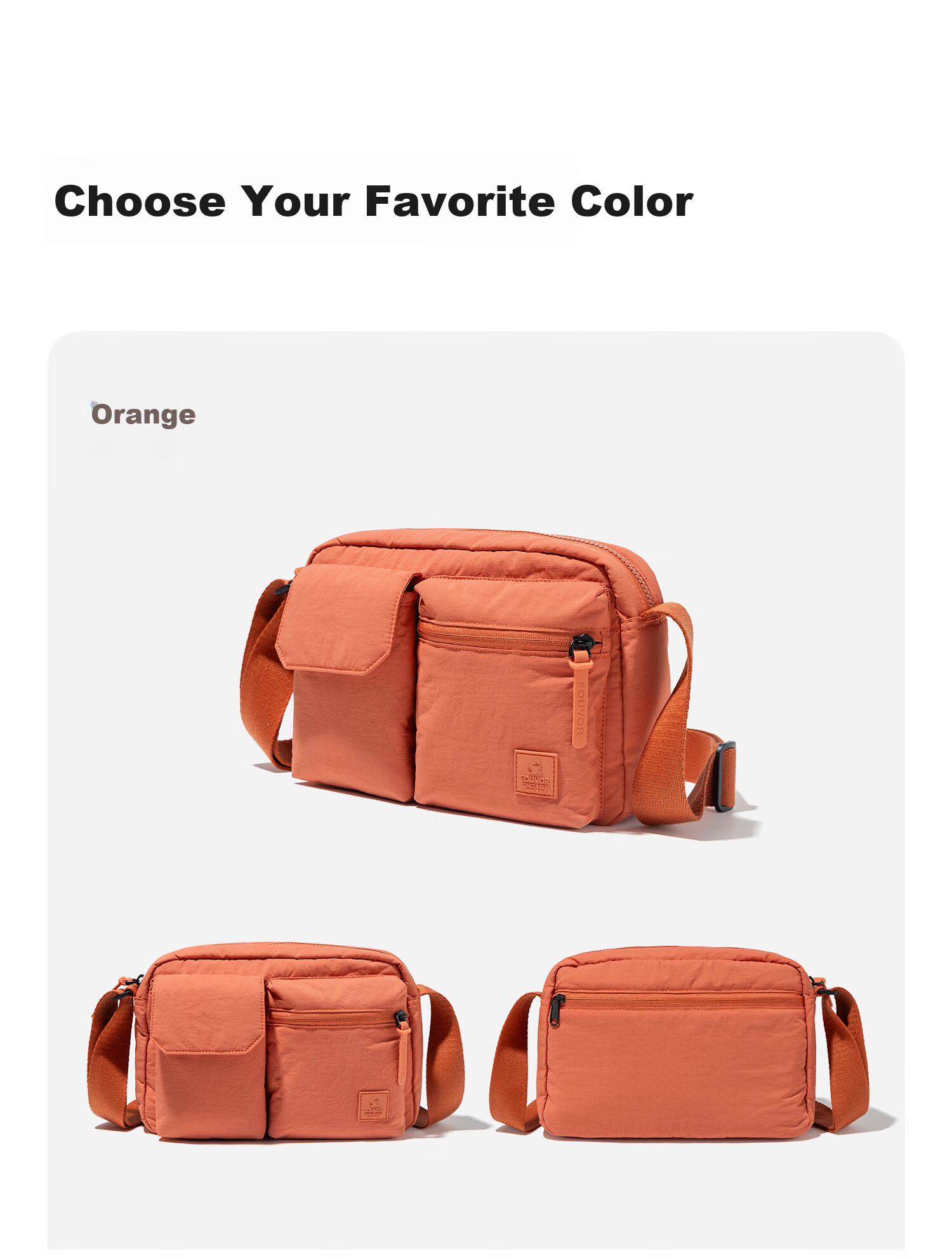 FOUVOR Fox Women's Oxford Cloth Crossbody Bag Lightweight Fashion Small Square Simple Casual Shoulder Bag Orange 9