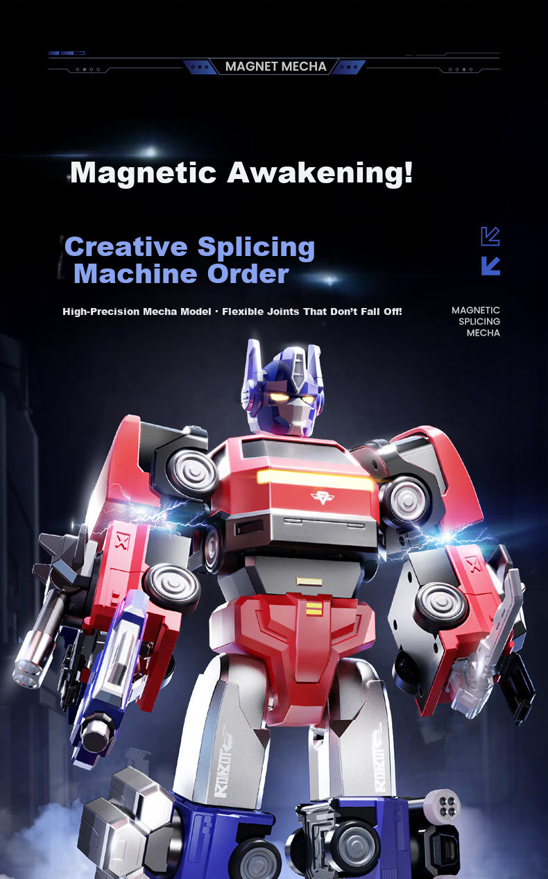 Guangduola Children's Toy 3-6 Years Magnetic Robot Transformable Building Block Model Car Boys Birthday New Year Gift 1