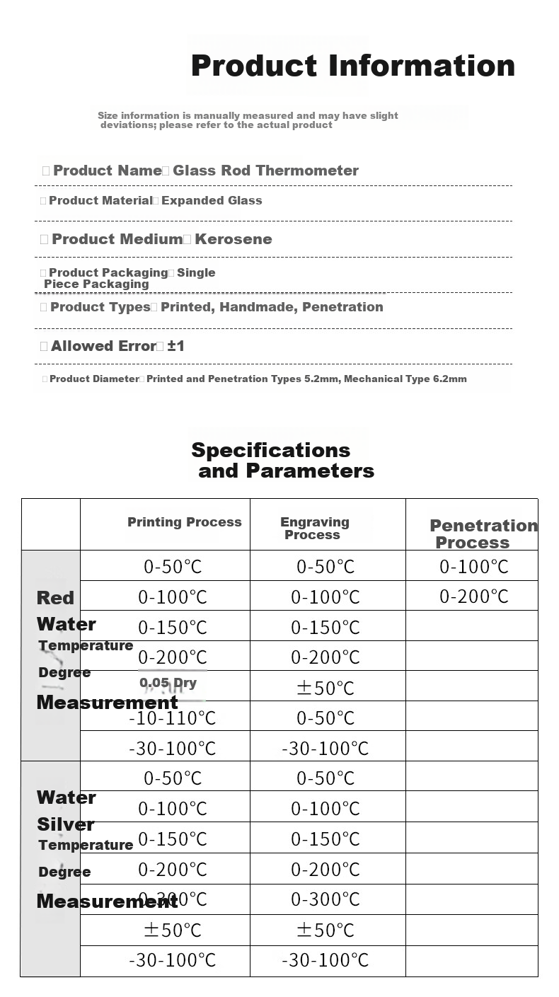 CONJANT Glass Thermometer 0-150℃ Alcohol Glass Rod Temperature Meter for Water, Air, and Liquid Measurement 4