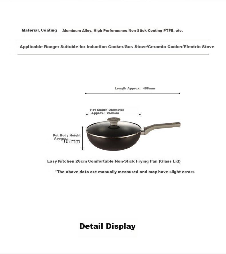 Fissler Easy Kitchen Series 26cm Non-Stick Frying Pan Flat Bottom Gas Stove Compatible 6