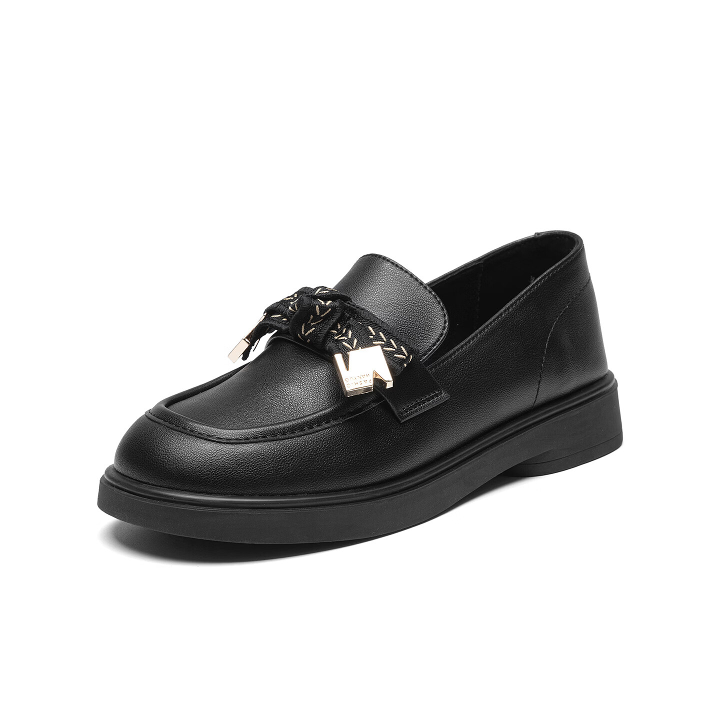 Dustodusto Black Bowknot Women's Leather Shoes 2026 New Spring British Style Slip-On Soft Sole Loafers