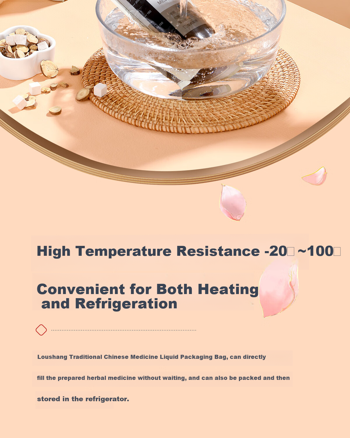 Loushang Herbal Medicine Refill Liquid Bags Self-Sealing Food-Grade Heatable Disposable Sealed Bags 250ml*60 Sets 14
