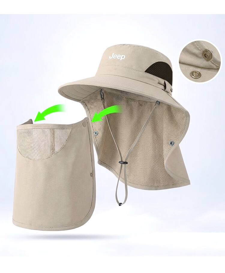 JEEP Men's Sun Protection Hat UV Protection Summer Fisherman Outdoor Hiking Wide Brim Sun Hat 16