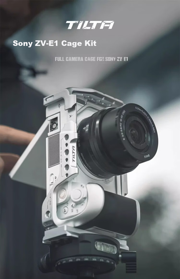 TILTA Iron Head Rabbit Cage Camera Expansion Frame for Sony ZV-E1 Camera Kit Protective Cage Compatible with Sony Mirrorless ZV-E1 Vlog Photography Expansion Accessories Full Cage - Silver 1
