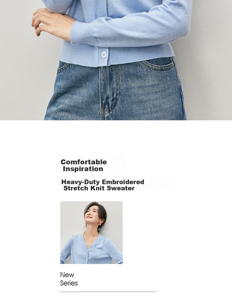 Sentubila Spring Summer Casual V-Neck Cardigan Knitwear Women Simple High-End Top Cardigan Innerwear Light Gray M 1